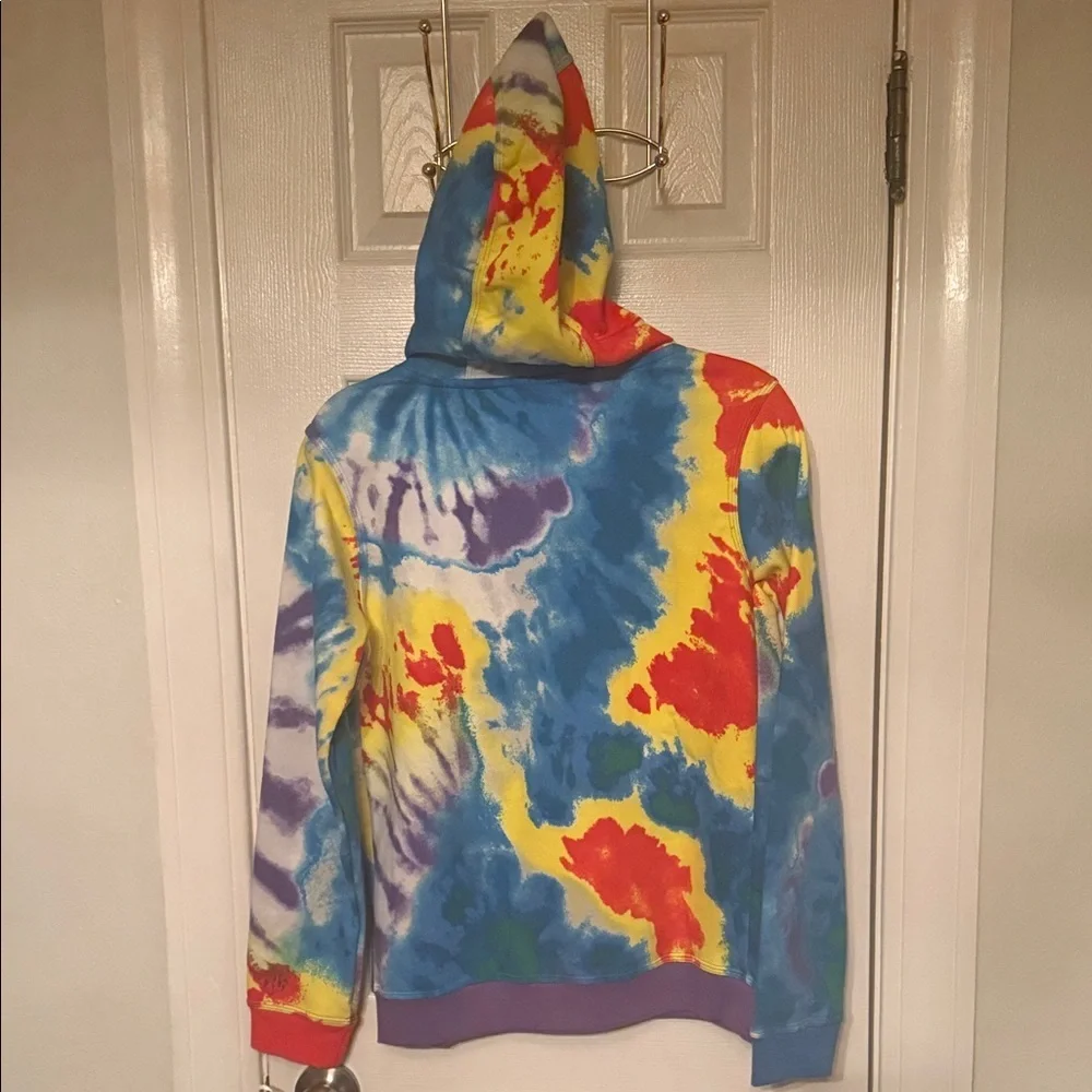 Nike Unisex Blue, Yellow, Red & Purple Tie-Dye Hoodie